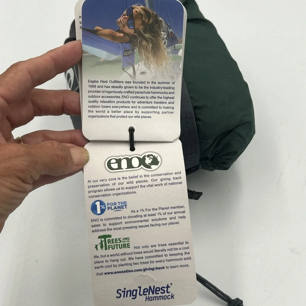 ENO SingleNest Hammock Forest/Charcoal Camping Hiking Outdoors
